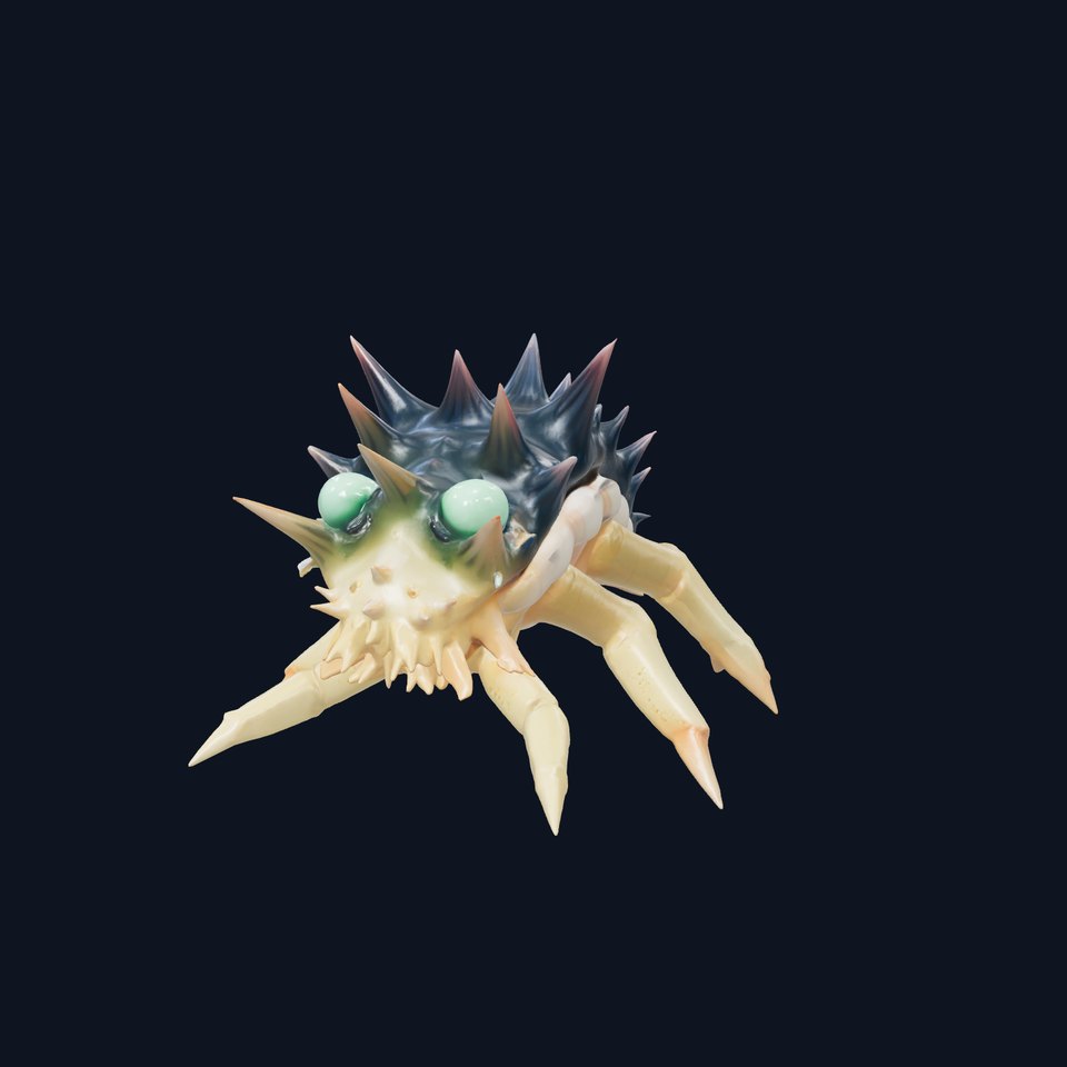 Spiky Gelatinous Monster with Glowing Eyes